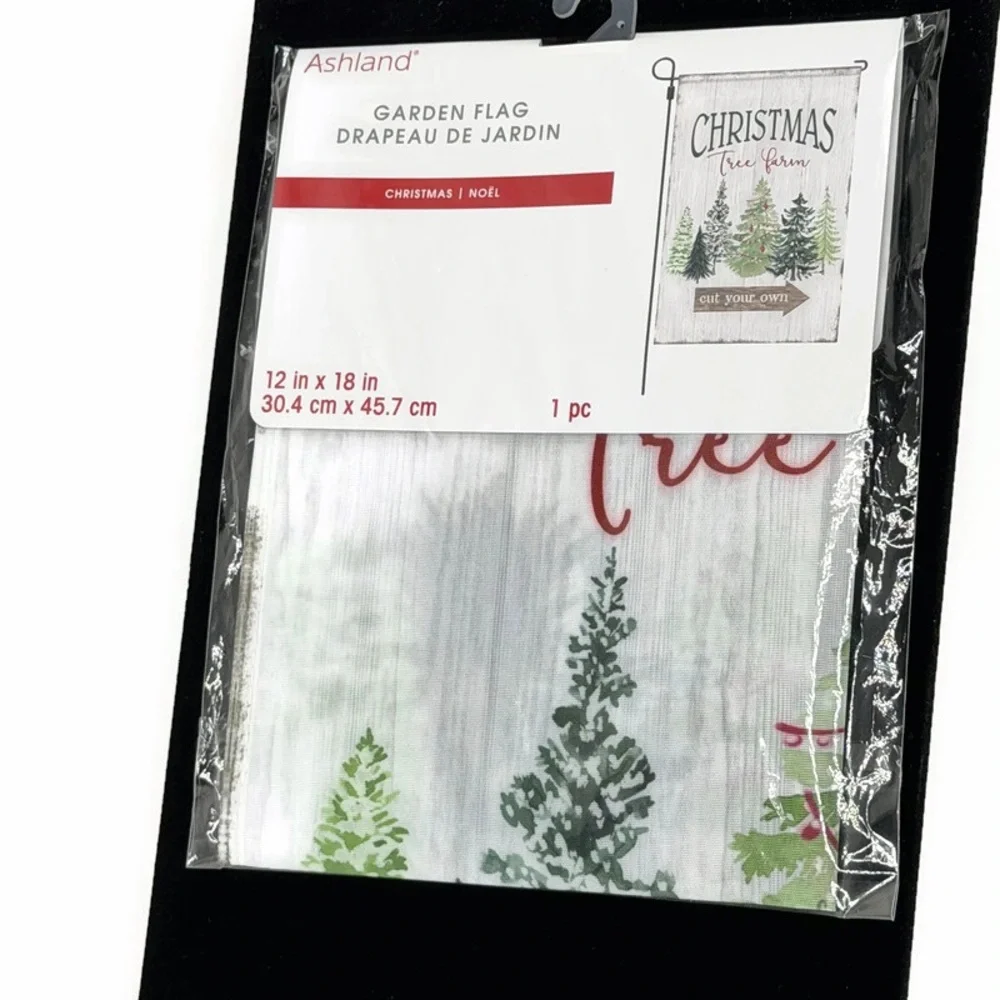 Christmas Garden Flag Green Trees 12” x 18”